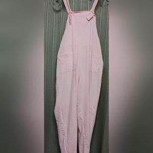uniors Small Linen Baggy wide leg overalls Linen Cotton, Pink